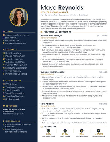 A page from a rewritten resume