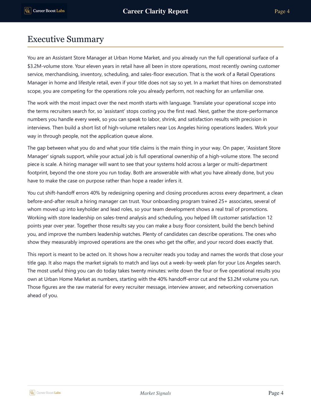 Career Clarity Report page