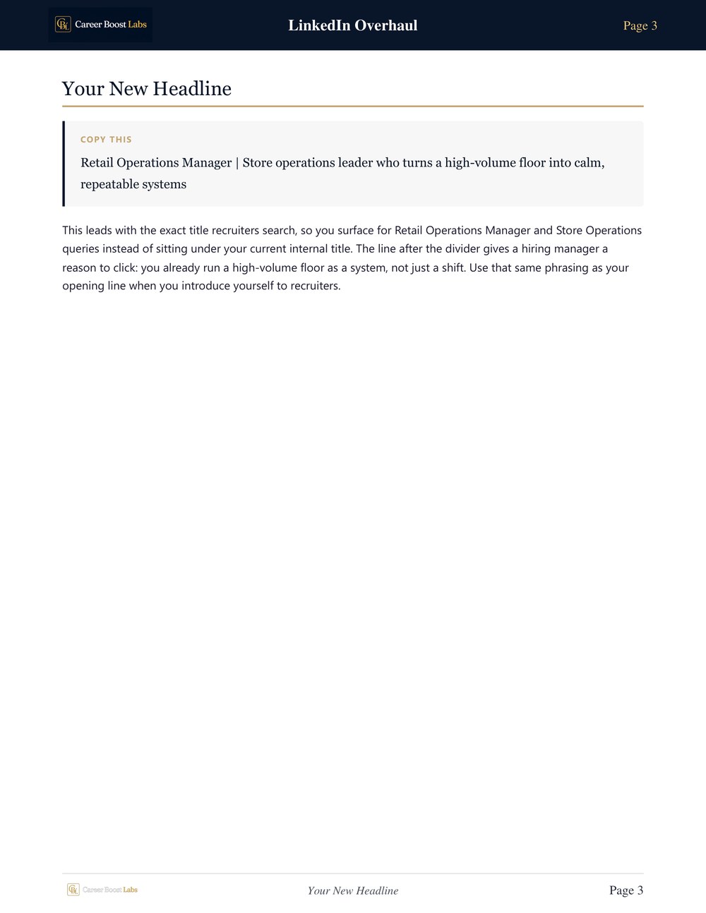 LinkedIn Overhaul sample page