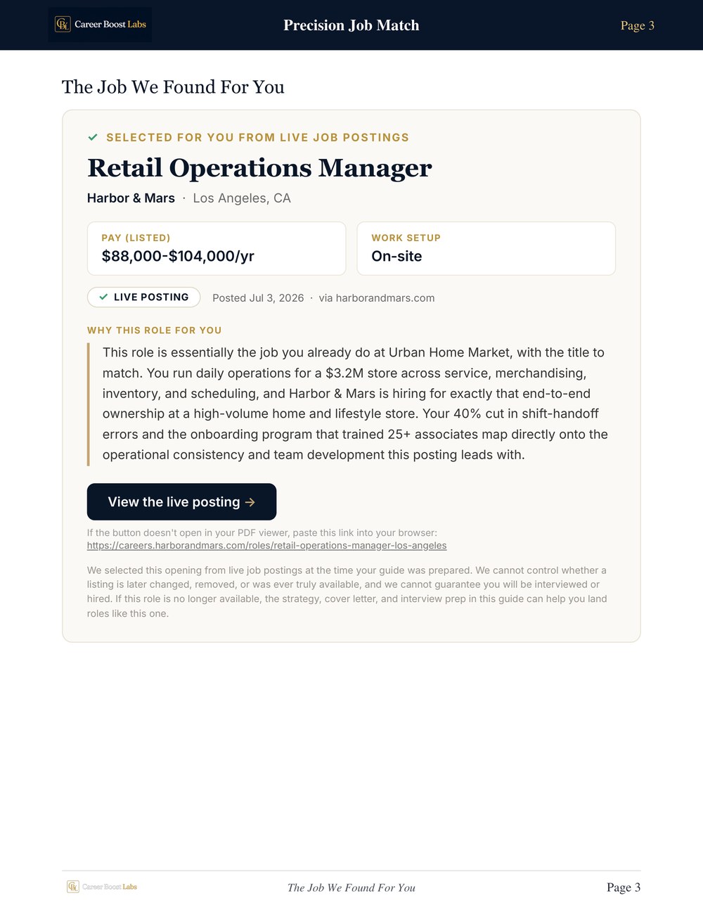 Precision Job Match page